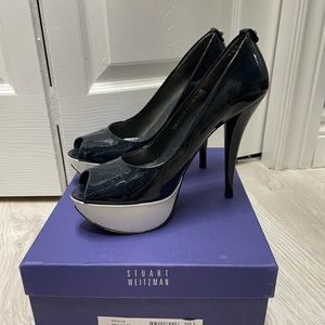 Stuart Weitzman Navy Diplille platform pumps